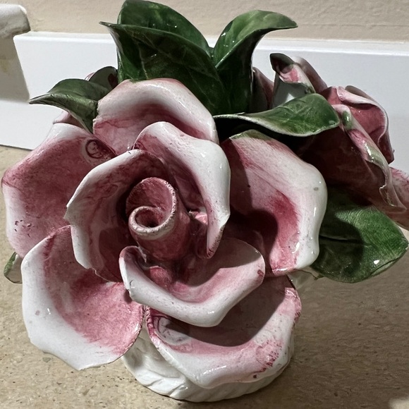 Vintage Lanzarin Handmade Italy Sculpted Roses Basket Candleholder Beautiful! - Picture 5 of 11